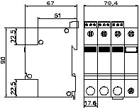 Габаритный чертеж УЗИП серии SPU3 (DS)